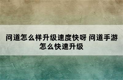 问道怎么样升级速度快呀 问道手游怎么快速升级